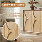 LKTART 59" Sideboard Buffet Cabinet Retro Accent Storage Cabinet with Magnetic Door Latches Adjustable Shelf for Living Room Kitchen(Natural Oak)