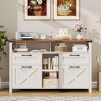 Filing Organization Storage Cabinets 4 Drawer with Adjustable Shelf, Lateral Filing Cabinet with Open Storage Shelf for Home Office, Farmhouse File Cabinets for Hanging Files Letter/A4.White