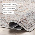 nuLOOM 6' 7" x 9' Machine Washable Stain-Resistant Area Rug Medium Profile for Living Room, Bedroom, and Dining Room, Cady Beige