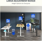 FLEXISPOT One-Piece Electric Standing Desk, 40 x 24 Inches Adjustable Desk with Seamless Desktop, Memory Controller Height Adjustment (White Frame + Maple Desktop, 2 Packages)