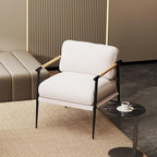 DUOMAY Mid-Century Modern Accent Chair, Soft Linen Upholstered Lounge Reading Chair with Metal Legs Comfy Lightweight Livinig Room Chair Armchair for Home Bedroom, Beige
