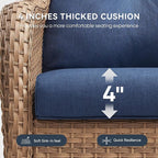Patio Chair Cushions 4 Packs - Outside High Back Thick Water-Resistant Cushion 22x24 with Zipper Cover for Outdoor Glider Rocking Chairs Loveseat Couch – Blue/Crescent