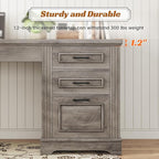 SEDETA Executive Office Desk with 3 Drawers, Farmhouse 55" Computer Desk with Storage File Drawers & Power Outlet for Home Office, Grey
