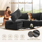 Vesgantti Large Modular Sectional Sofa, Big Comfy Cloud Couch with Ottoman Deep Seat Corduroy Cloud Sofa, 9 Seater Large Sectional Couches for Living Room, Bedroom and Apartment, Gray