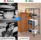 Whitmor 4 Tier Storage Shelves, Heavy Duty Metal Shelving, 400 lbs Capacity per Shelf, 1600 lbs Total, Easy Assembly for Kitchen, Garage, Plant, 18" L x 12" W x 38" H, Black