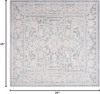 SAFAVIEH Area Rug 3' Square - Reflection Collection - Light Grey & Cream, Non-Shedding & Easy Cleaning, Ideal for Foyer, Living Room, Bedroom (RFT665C)