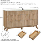 T4TREAM Fluted 7 Drawers Dresser, 54" Wide Modern Chest of Drawers with Faux Marble Top, Curved Profile Design, Dresser TV Stand, Wood Drawer Organizer for Bedroom, Living Room, Hallway, Natural Oak