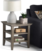 SIMPLIHOME Acadian SOLID WOOD 19 inch Wide Square Transitional End Table in Farmhouse Grey for the Living Room and Bedroom