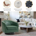 Lumibee Swivel Accent Chair, Faux Leather Swivel Barrel Chair for Living Room, Modern Comfy Upholstered Round Armchair Single Sofa Chair for Bedroom, Club-Green