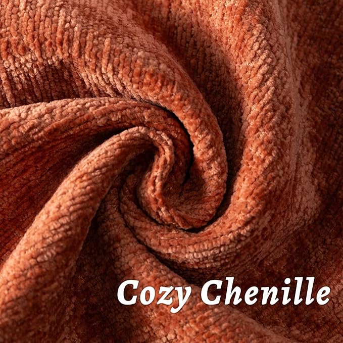 Burnt Orange Fall Decorative Throw Pillow Covers 16x16 Inch Set of 2 Cozy Soild Chenille Cushion Cases Soft Textured Square Couch Pillows Cover Boho Accent Farmhouse Pillowcases for Bed