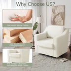 UIXE Swivel Accent Chair Set of 2, Chenille Upholstered Arm Chair for Living Room, Modern Club Armchair Comfy Single Sofa Bedroom Reading Seat with Lumbar Pillow - Cream Beige