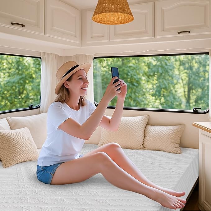 10 Inch RV Mattress King, Cooling Gel Green Tea Mattress for RVs, Campers & Trailers, Medium Firm, CertiPUR-US Certified, Designed & Assembled in The USA, 80"×72"×10"