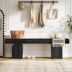 Tribesigns Entryway Bench, 59" Long Black Shoe Bench with Arched Bases, Wooden Indoor Bench for Entry Way, Living Room, Bedroom