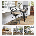 Pellebant 30" Sunbrella Outdoor Bar Stools Set of 6, Aluminum Swivel Patio Bar Height Bar Stools with Back & Footrest, for Deck Lawn Garden(Canvas Antique Beige)