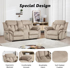CANMOV Recliner Sofa Set, Oversize Power Lift Recliner Chair and Manual Loveseat with Overstuffed Armrest for Living Room,Bedroom Furniture,Office,1+2 Seat Light Brown