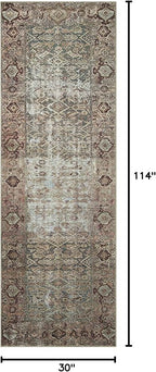 Loloi Amber Lewis Georgie Collection GER-07 Moss/Salmon 2'-6" x 9'-6", .19" Pile Height, Runner Rug