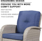 HUMMUH Swivel Patio Chair 3 Piece PE Wicker Patio Furniture Set with Rocking Chairs and Side Table Outdoor Bistro Set for Porch,Garden,Deck,Poolside