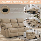 3-Seater Manual Seater Reclining Anti-Scratch 3 Seat Reclining Sofa with Side Pocket and Cupholders Reclining Loveseat Sofa for Living Room Meeting Room Bedroom Office Apartment