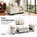 PHI VILLA Oversized Single Sofa Chair with Deep Seat, Cloud Upholstered Reading Armchair, 1 Seater Comfy Sofa Chair for Bedroom Nook, Chenille, Beige
