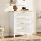 GarveeHome Fluted 4 Drawers Dresser for Bedroom, 35.4 in Tall Chest of Dressers for Closet, 4 Fluted Drawers with Metal Handle, Large Clothes Storage Cabinet for Bedroom, Nursery, Living Room, White
