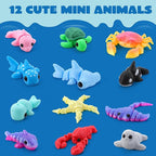 JOYIN 12 Pcs 3D Printed Ocean Animals Set, Mini Animals 3D Printed Toys - Cute Articulated Flexible Figurines Fidget Toys for Party Favors Birthday Gifts Desk Pets Office Home Decor