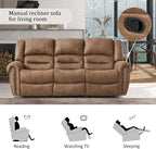 CANMOV Faux Leather Manual Recliner Sofa Set,Manual Reclining Sofa and Recliner Loveseat with Overstuffed Armrest for Living Room,Bedroom Furniture,Office,Nut Brown