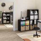 Furinno CUBICLE Book Shelf, 8-Cube Thick Frame Bookshelf, Horizontally & Vertically Reversible Bookcase with Open Back, 14.6 x 30 x 57.9, for Living Room, Bedroom, Home Office, Black Dark Oak