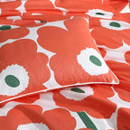 Marimekko - Duvet Cover Set, Super Soft Organic Bedding, Casual Home Decor (Unikko Orange, King)