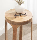 Kate and Laurel Dahl Wooden Round Drink Table; 12 x 23; Natural Brown; Transitional Boho Circle Wood Accent Pedestal Table for Living Room Plant Stand or Small Bedroom Nightstand