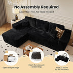 104" Cloud Sectional Couch with Chaise, Boneless L-Shaped Cloud Couch with Deep Seat, Soft Plush Modern Minimalist Sofa, Assembly Free Comfy Sofa for Office Living Room Apartment(Black, Left Chaise)