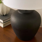 Nourison Home 20" Black Ceramic Pot Table Lamp for Bedroom, Living Room, Console, Entryway