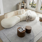 135.4" Oversized Curved Sofa, Modern Minimalist Comfy Sectional Couch, Upholsted Boucle Luxury Sofas Chaise, 6 Seater Modular Couches for Living Room Home Office Apartment(Right Facing,Beige)