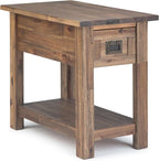 SIMPLIHOME Monroe SOLID ACACIA WOOD 14 inch Wide Rectangle Rustic Narrow Side Table in Rustic Natural Aged Brown for the Living Room and Bedroom