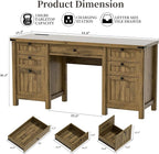 Executive Desk, Modern Farmhouse Computer Desk with Drawers & Cabinet, Home Office Desk for Work Study Writing Workspace (Light Brown, 62")
