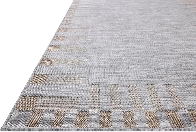 Loloi Amber Lewis Topanga Collection TOP-08 Silver/Natural 6'-7" x 9'-4" Indoor/Outdoor Area Rug