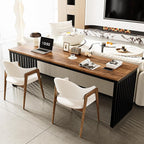 LITTLE TREE Two Person Desk, 78.74" Extra Long Computer Desk for 2 People, Rustic Brown Wooden Double Study Desk with Black Heavy Duty Metal Legs, Large Business Workstation for Home Office