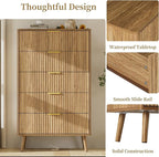 LYNSOM Fluted Dresser and Nightstand Sets 3 Piece, 5-Drawers Dresser and 2-Drawer Nightstands Set of 2, Wood Bedroom Furniture Set for Home, Bedroom, Hallway, Natural Oak