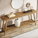 Tribesigns Farmhouse Console Entryway Table: 70.9 Inches Extra Long Console Table for Entryway, 2-Tier Narrow Wood Foyer Sofa Couch Table for Hallway, Entrance, Living Room, Yellow Brown