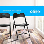 Oline Folding Chair, Indoor Outdoor Plastic Commercial Stackable Foldable Guest Chairs for Events Office Wedding Party Picnic Kitchen Dining, 350lb Capacity (Black, 6 Pack)