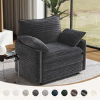 Vesgantti 40" Single Seat Sofa, Comfy Cloud Couch Deep Seat Upholstered Couch Corduroy Modern Sofa with Armrest Pillow, Easy Assembly for Living Room, Bedroom and Apartment, Gray
