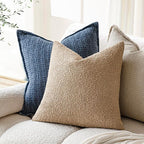 Foindtower Pack of 2, Decorative Textured Boucle Throw Pillow Covers Accent Solid Pillow Cases Cozy Soft Couch Cushion Case for Chair Sofa Bedroom Living Room Home Decor 22 x 22 Inch Taupe Khaki Camel