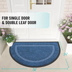 OLANLY Half Circle Door Mat Indoor Outdoor Entrance Welcome, Waterproof All-Season, All-Weather Doormat, Sturdy Natural Rubber, Low Profile, Easy Clean Patio Porch Entryway Mat, 35x23, Light Blue
