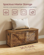 VASAGLE Storage Chest, Storage Trunk with 2 Safety Hinges, Storage Bench, Shoe Bench, Farmhouse Style, 15.7 x 39.4 x 18.1 Inches, for Entryway, Bedroom, Living Room, Rustic Brown ULSB060T01