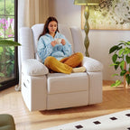 FLEXISPOT 360° Swivel Rocker Recliner for Adults, Massage Rocker Recliner Chair with Heating, Nursery Chair Swivel Glider Sofa for Living Room, Bedroom, Nursery, Beige