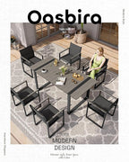 Outdoor Dining Set, Patio Table and Chairs Set, 7 Piece HDPS + Aluminum Patio Furniture Set with Umbrella Hole, Patio Dining Table Set (Gray)