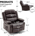 Oversized Recliner Chairs for Adults, 360° Swivel Rocking Recliner with Heat and Massage Lazy Boy Recliner,Recliner Chairs Single Sofa Seat with Cup Holders (Darkbrown, Regular)