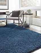 Unique Loom Solid Shag Collection Area Rug (5' 1" x 8' Rectangle, Sapphire Blue/ Navy Blue)
