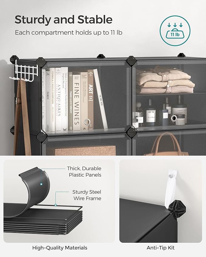 SONGMICS Shoe Rack Organizer, 10-Tier Shoe Storage Cabinet for Closet and Entryway, Holds 40 Pairs of Shoes, Adjustable, Ink Black and Trasparent ULPC035B01