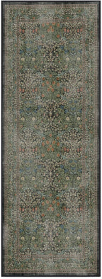 RUGGABLE x Morris & Co Machine Washable Runner Rug – Blackthorn Forest Green 2.5x7, Stain-Resistant, Non-Slip – Washable Rug for Hallway, Entryway, Living Room & Kitchen–with Cushioned Pad