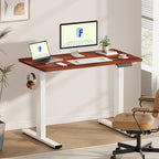 FLEXISPOT EN1 One-Piece Standing Desk 48 x 30 Inch Height Adjustable Desk for Home Office and Computer Workstation (White Frame + 48" Mahogany Top, 2 Packages)